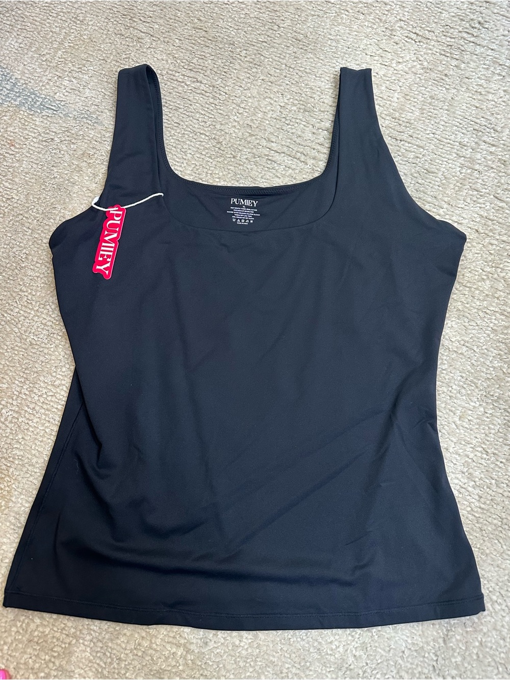 Amazon Black Square Neck Tank Top - Women's